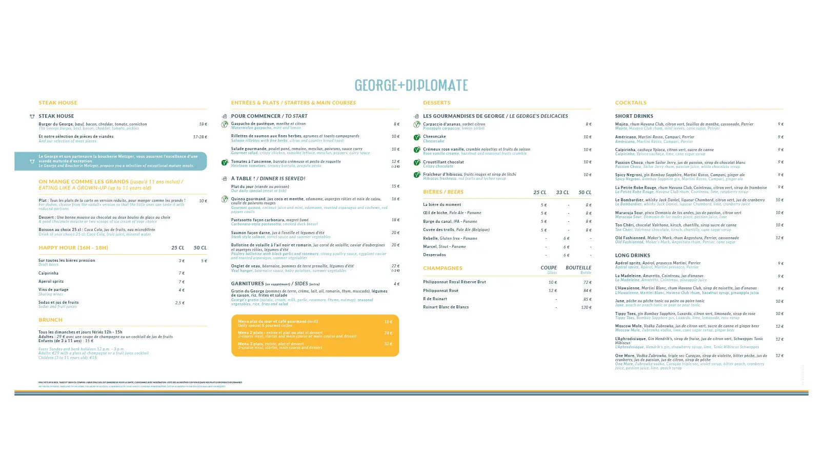 Carte totem George+Diplomate - Hôtel Élysée Val d'Europe